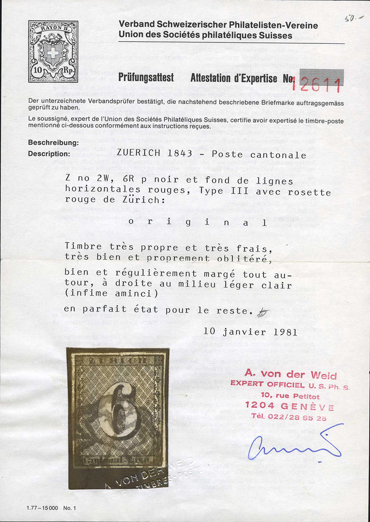 1843, Zürich 6, Type III