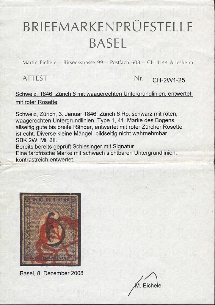 1846, Zürich 6, Type I