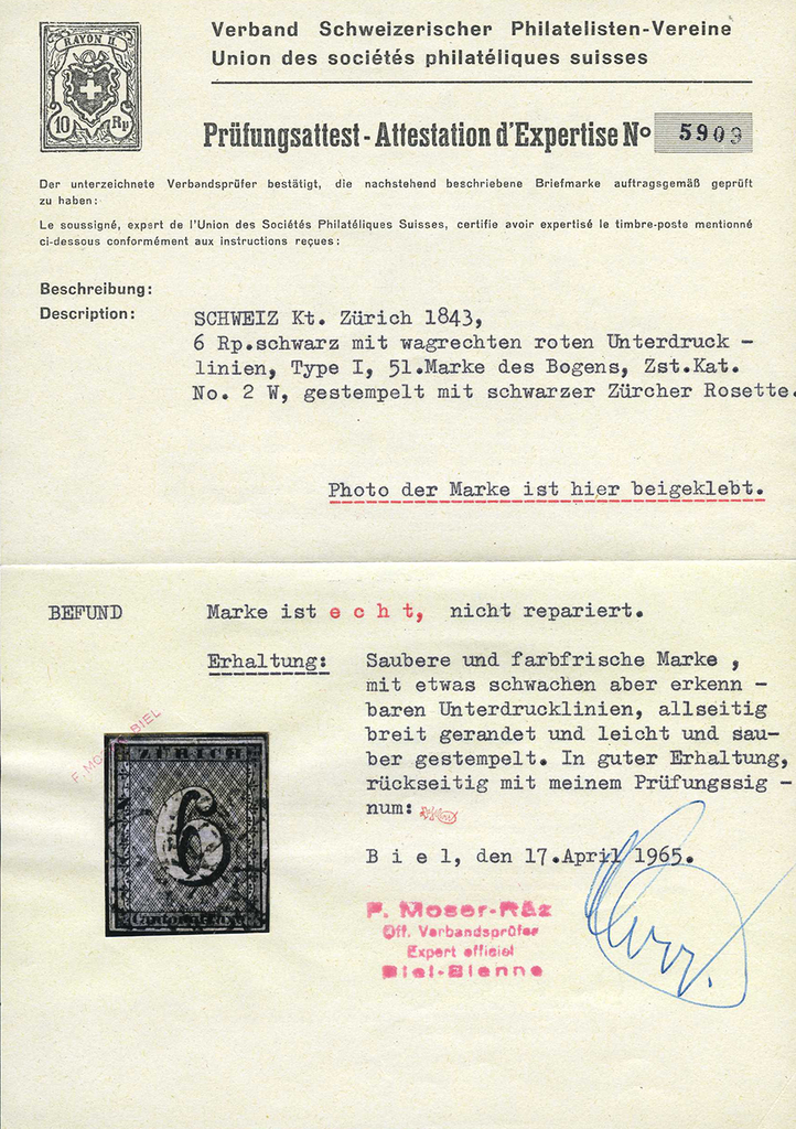 1843, Zürich 6, Type I