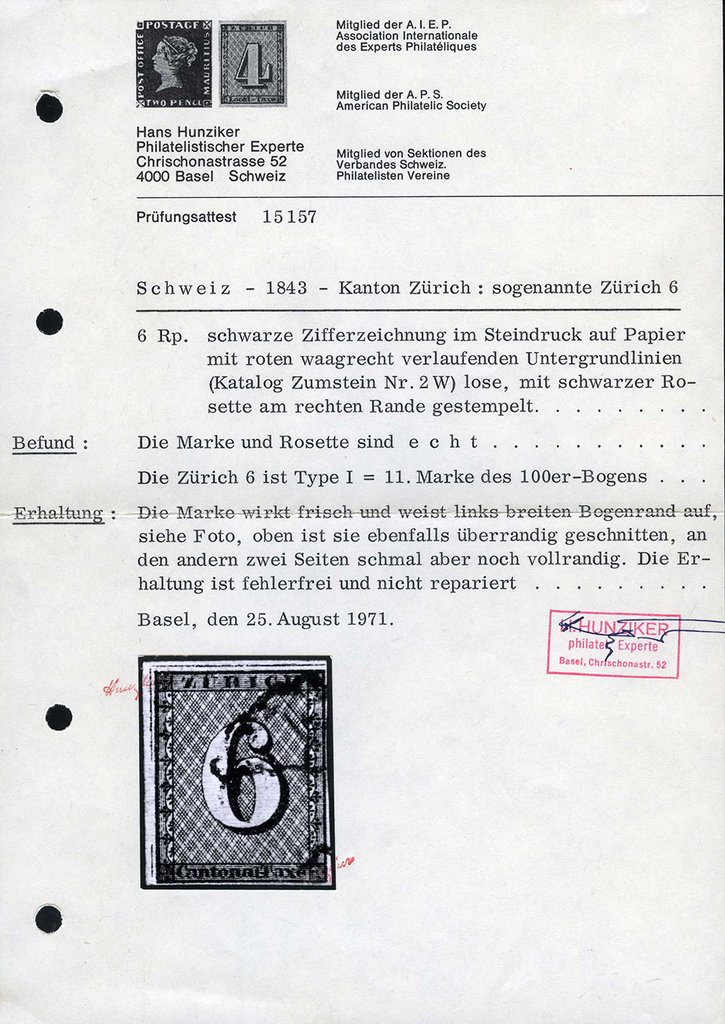 1846, Zürich 6, Type 1