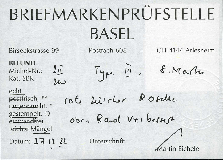 1843, Zürich 6, Type III