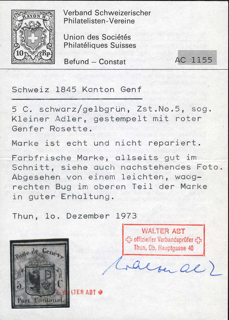 1845, Kleiner Adler, leuchtend rote Genfer-Rosette