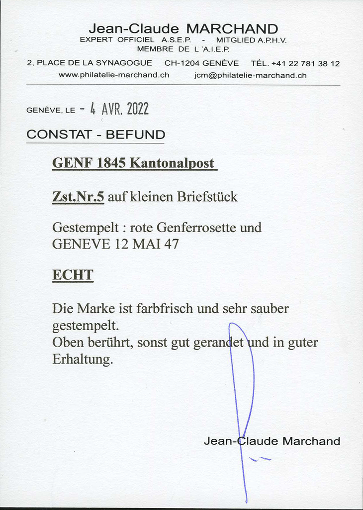 1845, Kleiner Adler auf Briefstück
