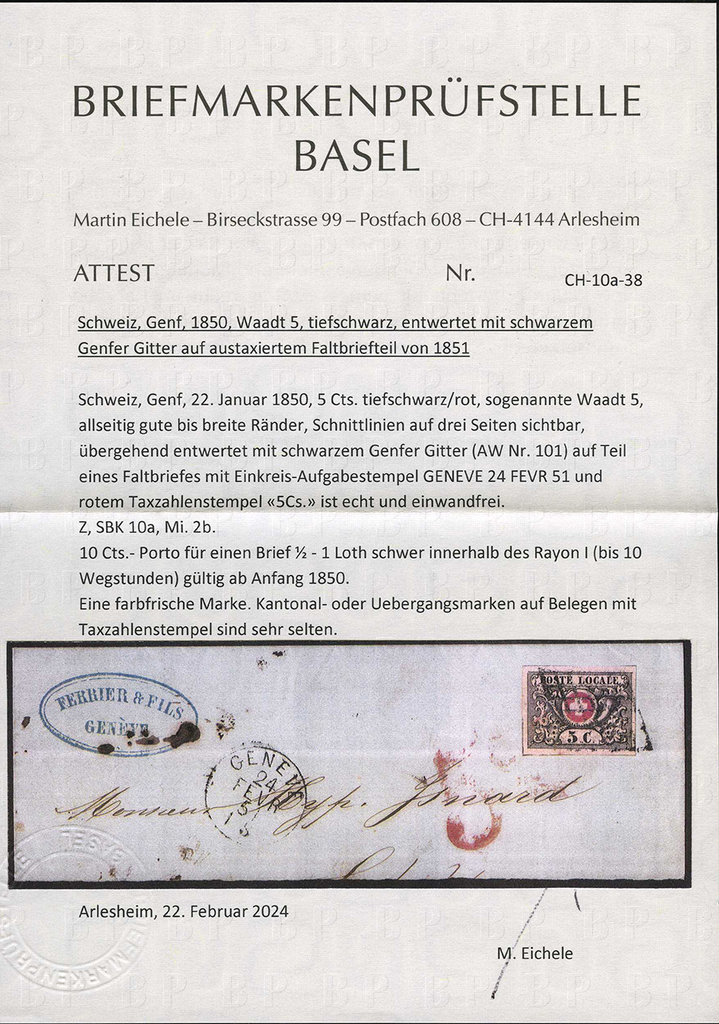 1850, Waadt 5 tiefschwarz