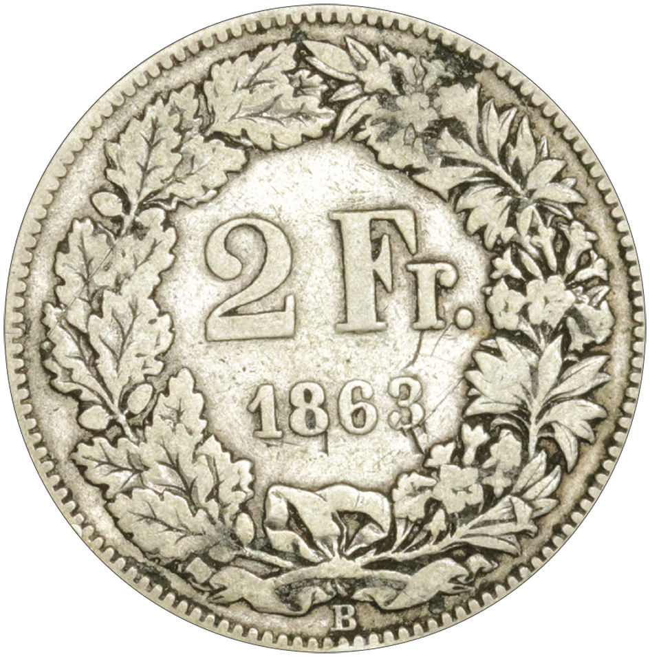 1863, 2 Fr. Silber-Kursmünze