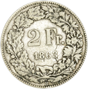 1863, 2 Fr. Silber-Kursmünze