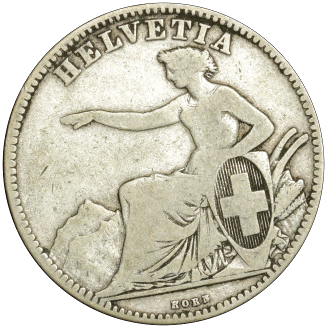 1863, 2 Fr. Silber-Kursmünze