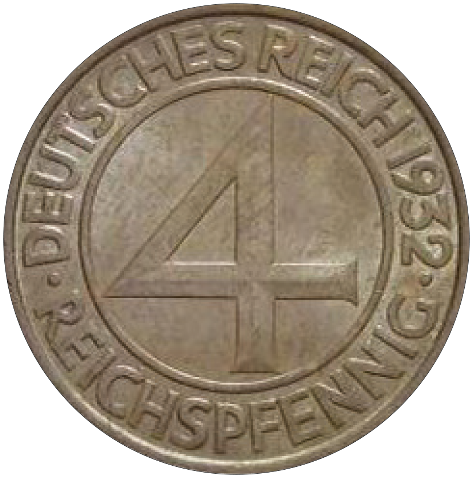 1932, 4 Reichspfenning &quot;Deutsches Reich&quot;