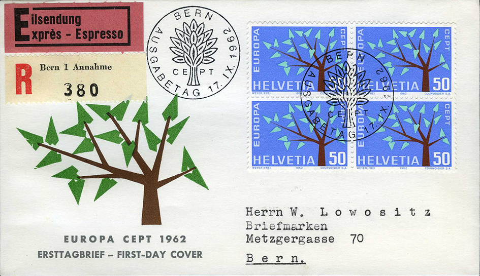 1962, EUROPA, Abart:"Kurzer Ast"