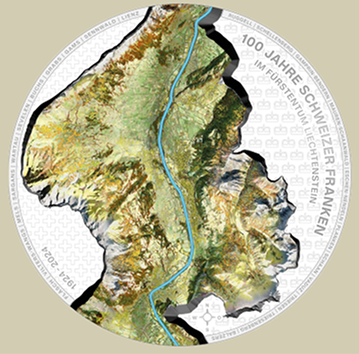 2024, 5-Franken-Silber "100 Jahre Schweizer Franken im Fürstentum Liechtenstein"