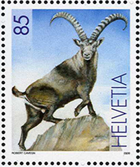 85 Rp. Steinbock, &quot;Grosse gelbe Schlange am Hinterteil&quot; u. &quot;Blaues Fragezeichen über dem Steinbock&quot;