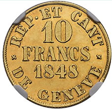 1848, 10 Francs, Genf