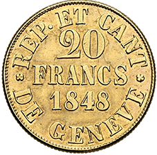 1848, 20 Francs, Genf