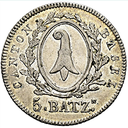 1826, 5 BatzN (N hochgestellt) Basel