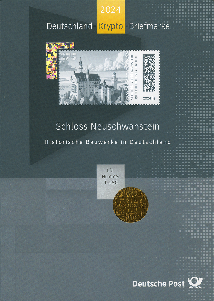 Krypto-Briefmarke &quot;Schloss Neuschwanstein&quot; GOLD-Edition