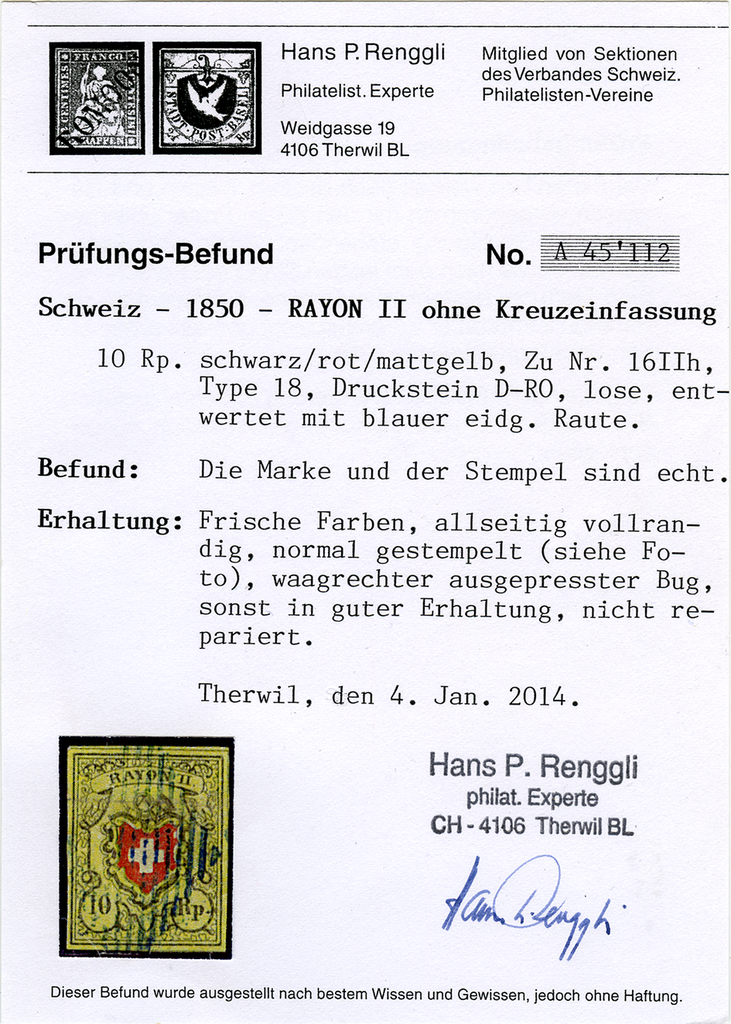 Type 18, Stein D (RO), blaue eidg. Raute
