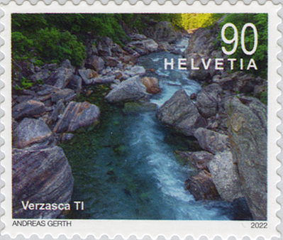 90 Rp. Verzasca, Abart:&quot;Schrift gequetscht&quot; (schattiert)