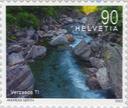 90 Rp. Verzasca, Abart:&quot;Schrift gequetscht&quot; (schattiert)