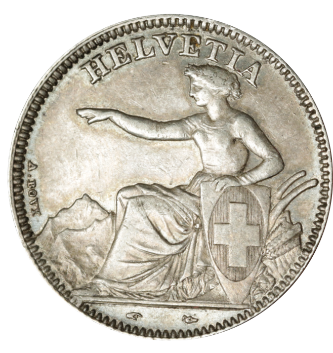 1850, 2 Fr. Silber-Kursmünze