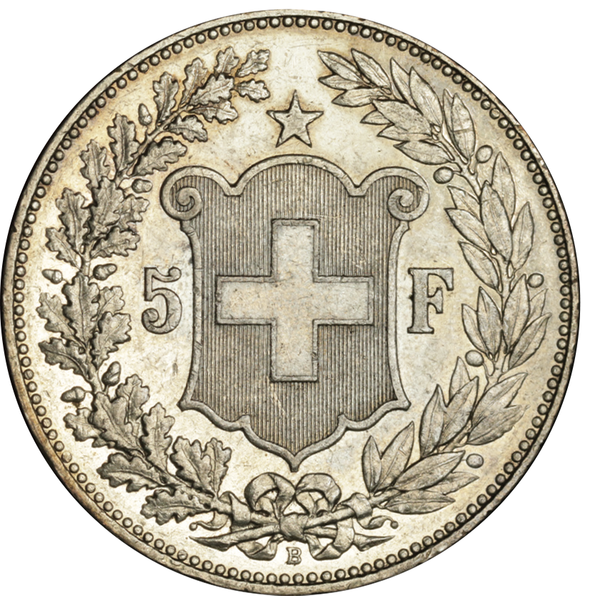 1907, 5 Fr. Silber-Kursmünze Helvetia Kopf