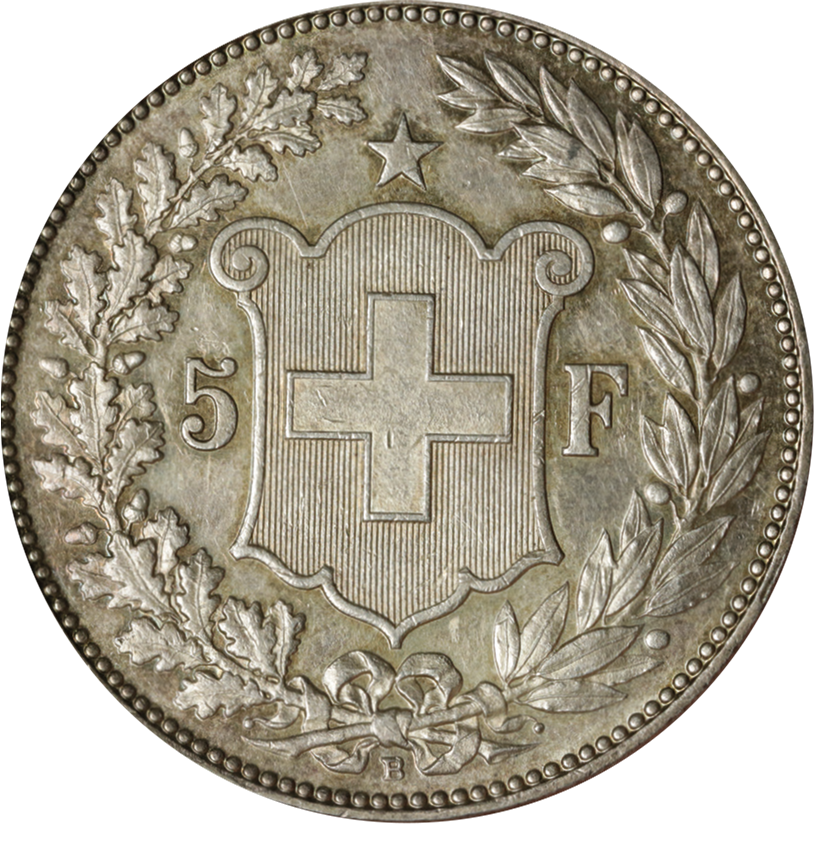 1908, 5 Fr. Silber-Kursmünze Helvetia Kopf
