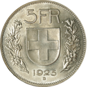 1925, 5 Fr. Silber-Kursmünze Hirtenkopf