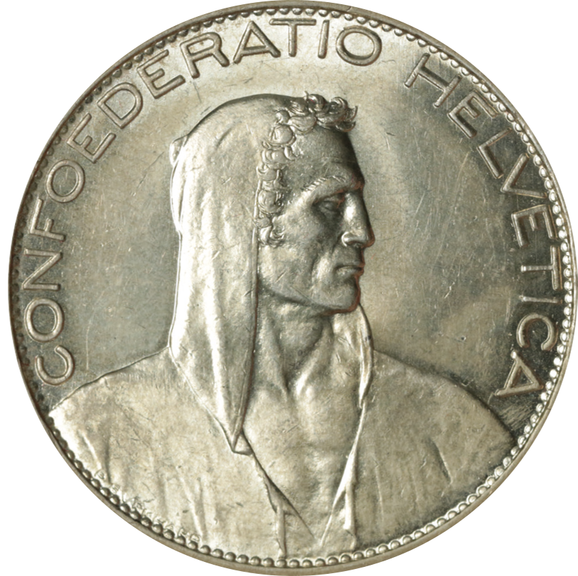 1925, 5 Fr. Silber-Kursmünze Hirtenkopf