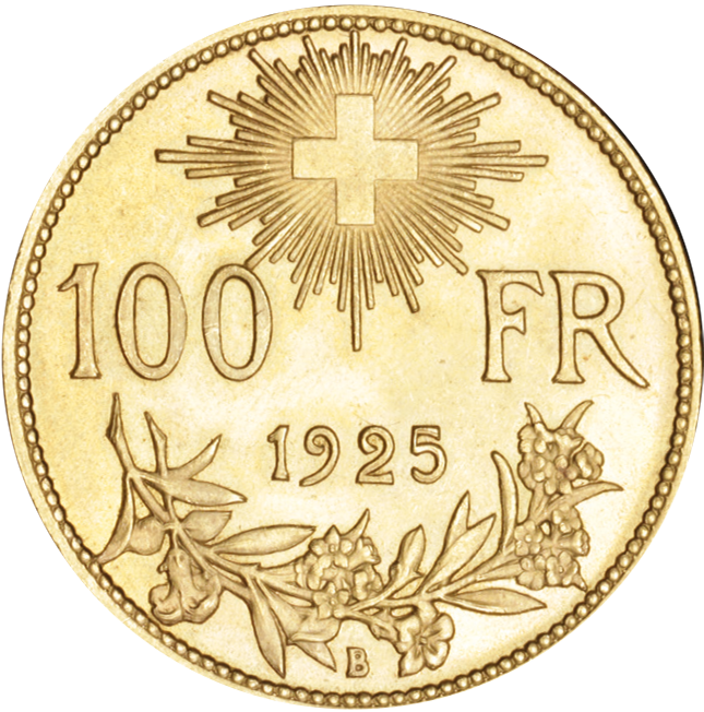 1925, 100 Fr. Gold-Vreneli