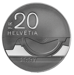 1997, 20 Fr. Gedenkmünze &quot;150 Jahre Schweizer Bahnen&quot;