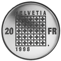 1998, 20 Fr. Gedenkmünze &quot;150 Jahre Schweizerischer Bundesstaat&quot;