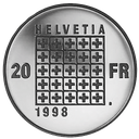 1998, 20 Fr. Gedenkmünze &quot;150 Jahre Schweizerischer Bundesstaat&quot;
