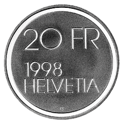 1998, 20 Fr. Gedenkmünze "100. Todestag Conrad Ferdinand Meyer"