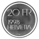 1998, 20 Fr. Gedenkmünze &quot;100. Todestag Conrad Ferdinand Meyer&quot;