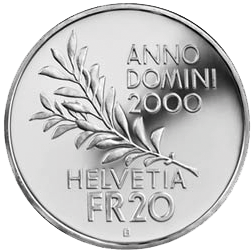 2000, 20 Fr. Gedenkmünze "Pax in Terra"