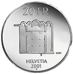 2001, 20 Fr. Gedenkmünze &quot;Kloster Müstair&quot;