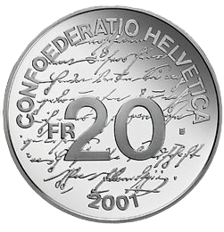 2001, 20 Fr. Gedenkmünze &quot;Johanna Spyri&quot;