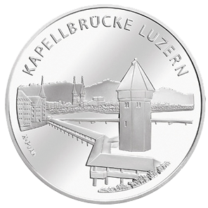 2005, 20 Fr. Gedenkmünze &quot;Kapellbrücke Luzern&quot;