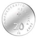 2007, 20 Fr. Gedenkmünze &quot;Munot Schaffhausen&quot;