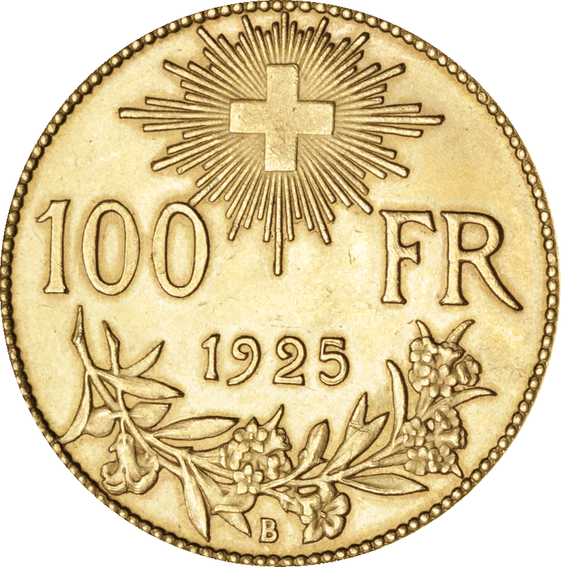 1925, 100 Fr. Gold-Vreneli