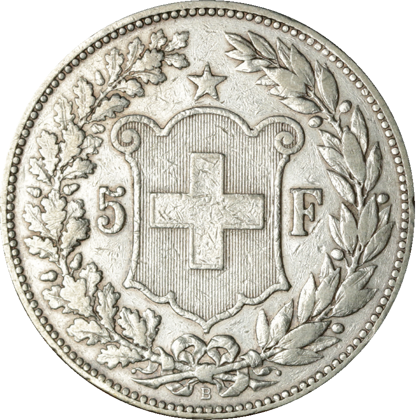 1890, 5 Fr. Silber-Kursmünze Helvetiakopf