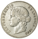 1892, 5 Fr. Silber Kursmünze Helvetiakopf