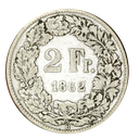 1862, 2 Fr. Silber-Kursmünze Sitzende Helvetia