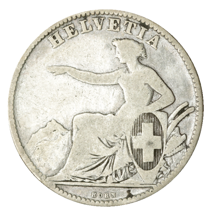 1862, 2 Fr. Silber-Kursmünze Sitzende Helvetia