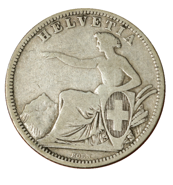 1861, 1 Fr. Silber-Kursmünze Sitzende Helvetia