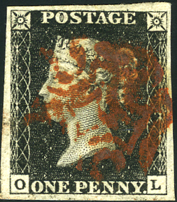 One Penny Black, erste Briefmarke der Welt