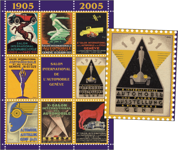 Vignetten-Sonderblock" 100 Jahre Automobilsalon"mit 8 Werten