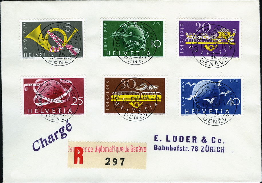1949, 100 Jahre Eidgenösissche Post u. 75 Jahre Weltpostverein