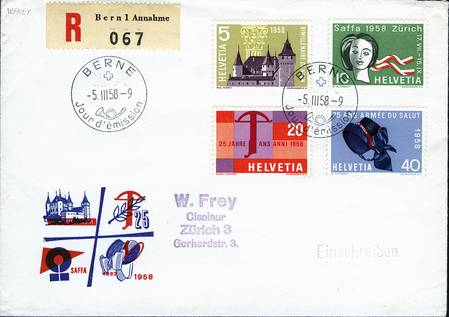 1958, Werbe- und Gedenkmarken, f