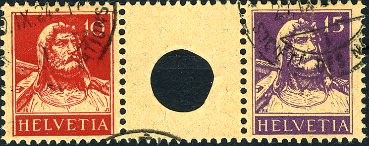 10+15 Rp. rot, Type 2 und rotviolett