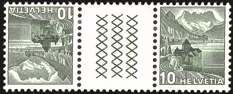 10+10 Rp. Schloss Chillon, gelbgrün